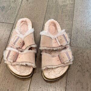 Birkenstock Shearling Arizona Suede Leather Pink Women’s size 37
